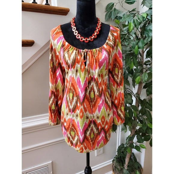 Jones New York Women Multicolor Viscose Scoop Neck Long Sleeve Top Blouse Size M - Picture 14 of 14